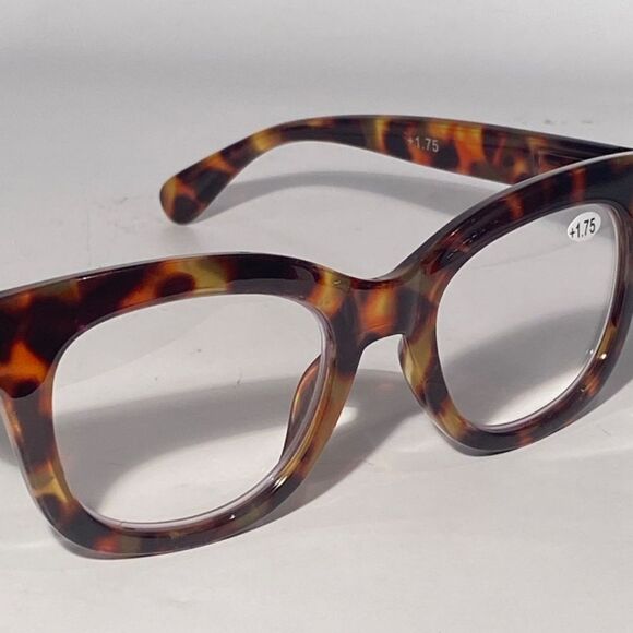 1138 Mona Reading Glasses 1.75 Sq Eyeglasses Tortoise Frames Readers NWT - Picture 7 of 9